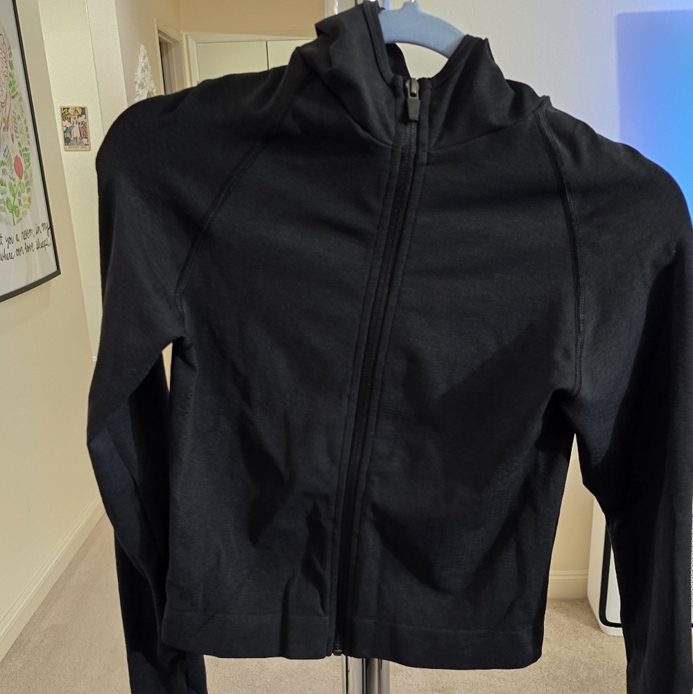 Tala SCULPT SEAMLESS ZIP THROUGH HOODIE JACKET- BLACK MARL